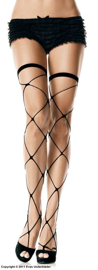 Thigh high stay-ups, large fishnet
